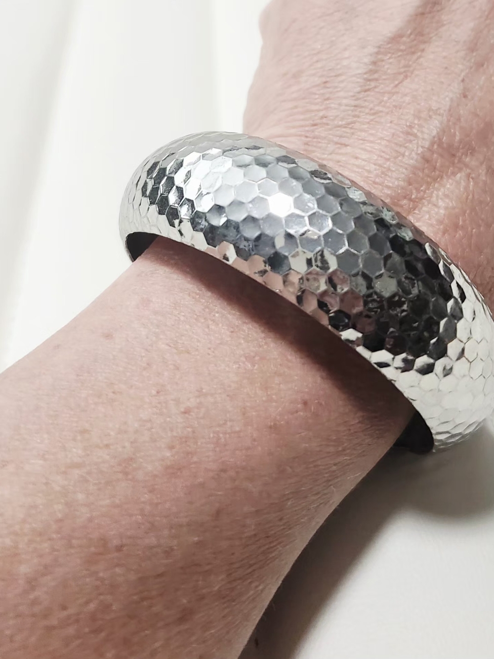 Hammered Silver Bangle Bracelet
